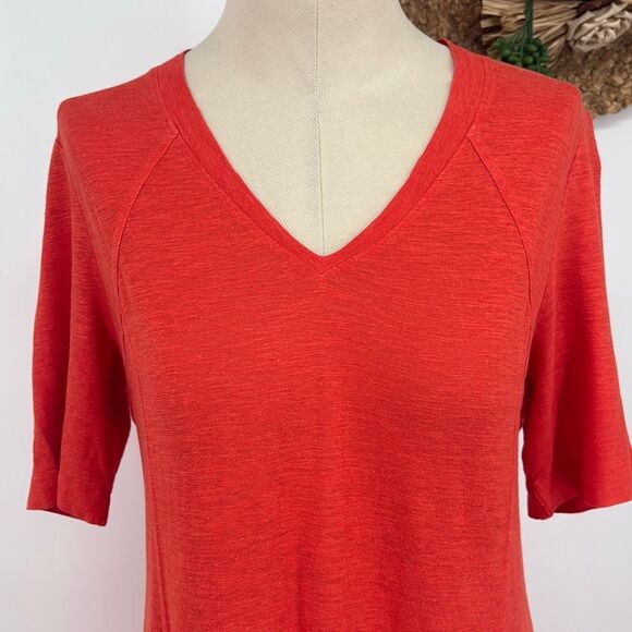 Eileen Fisher organic cotton and hemp deep v neck midi dress Geranium‎ Small - Picture 5 of 12